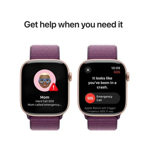 Apple Watch Series 10 (GPS) 46mm Aluminum Case with Plum Sport Loop - Rose Gold - (2024) - Image 6