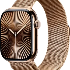 Apple Watch Series 10 (GPS+Cellular) 46mm Titanium Case with Gold Milanese Loop - S/M - Gold - (2024)