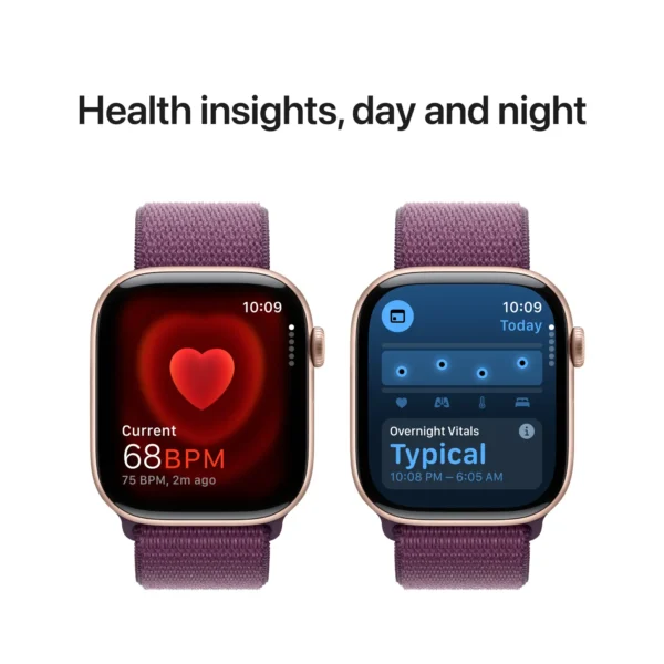 Apple Watch Series 10 (GPS) 46mm Aluminum Case with Plum Sport Loop - Rose Gold - (2024) - Image 5
