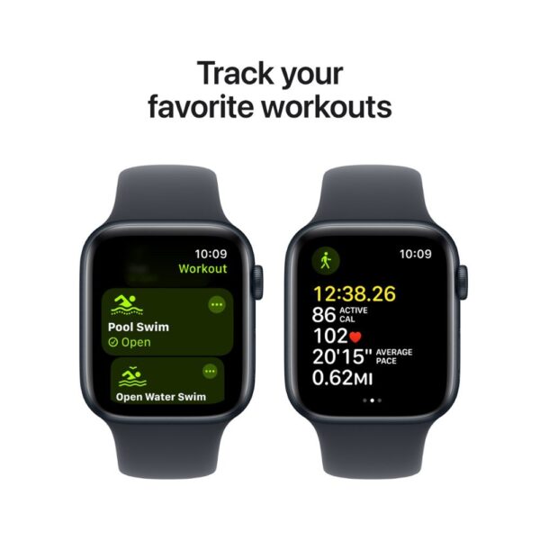 Apple Watch SE 2nd Generation (GPS) 44mm Aluminum Case with Midnight Sport Band - M/L - Midnight - (2024) - Image 6