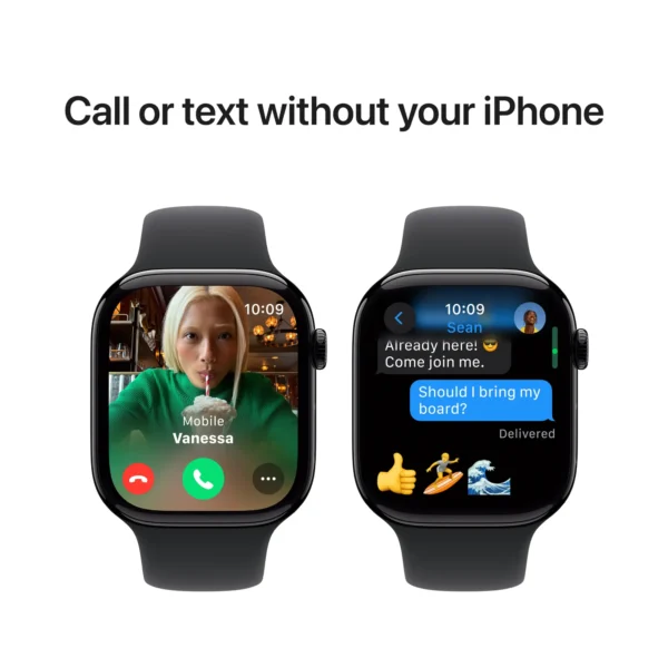 Apple Watch Series 10 (GPS) 46mm Aluminum Case with Black Sport Band - M/L - Jet Black - (2024) - Image 2